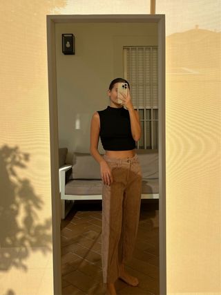 Pantalón pana camel