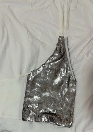 Top lentejuelas The-Are plateado y blanco