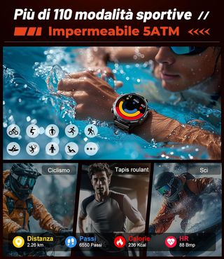 Smartwatch Uomo Chiamate Bluetooth Impermeabile