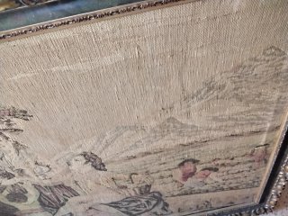 Marco antiguo madera  dorado y verde