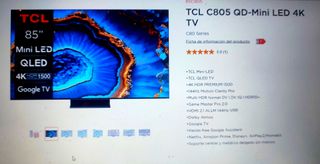 TCL 85C805 Mini LED 85 - Pantalla Rota