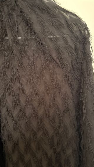 Blusa Zara Negra con Flecos y Encaje