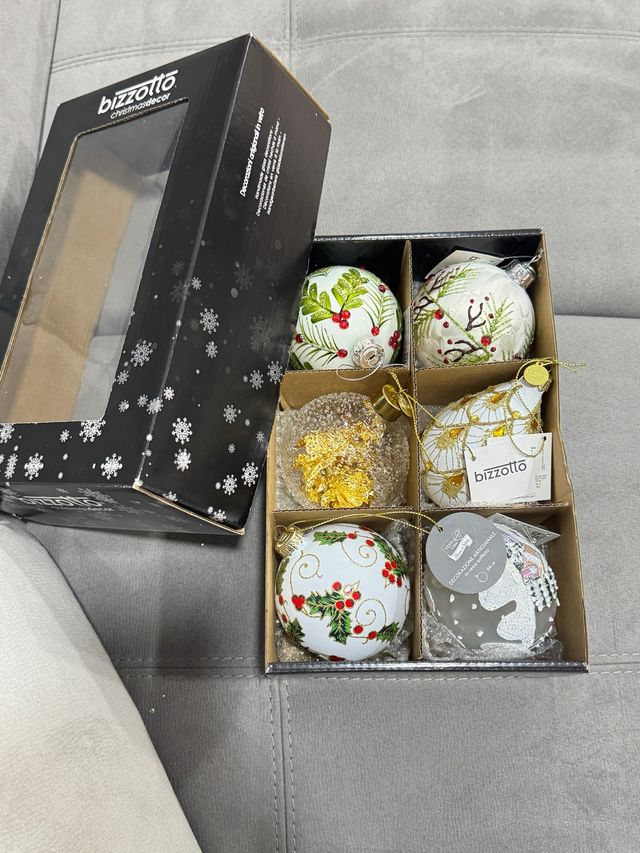 Set 6 Palline Natale Bizzotto Vetro Decorate