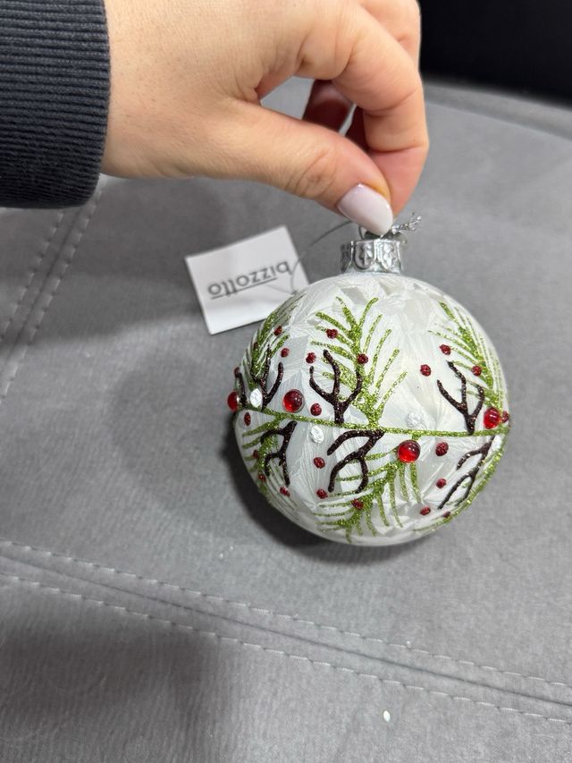 Set 6 Palline Natale Bizzotto Vetro Decorate