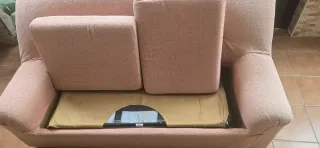 Sofá Cama Beige/Rosa