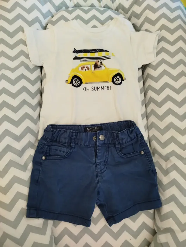 Conjunto bebé 6m Mayoral: camiseta y shorts