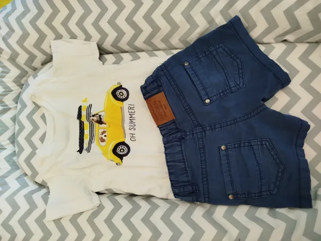 Conjunto bebé 6m Mayoral: camiseta y shorts