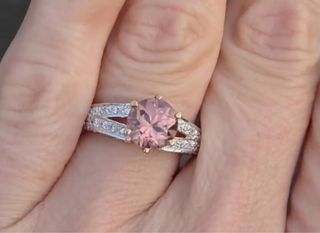 Anillo vintage Morganita y Diamantes Talla 56