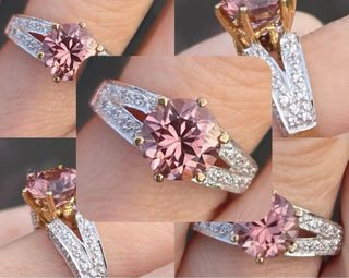 Anillo vintage Morganita y Diamantes Talla 56