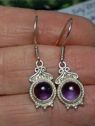 Pendientes Plata Ley Amatista Morado