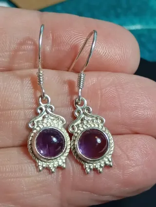 Pendientes Plata Ley Amatista Morado