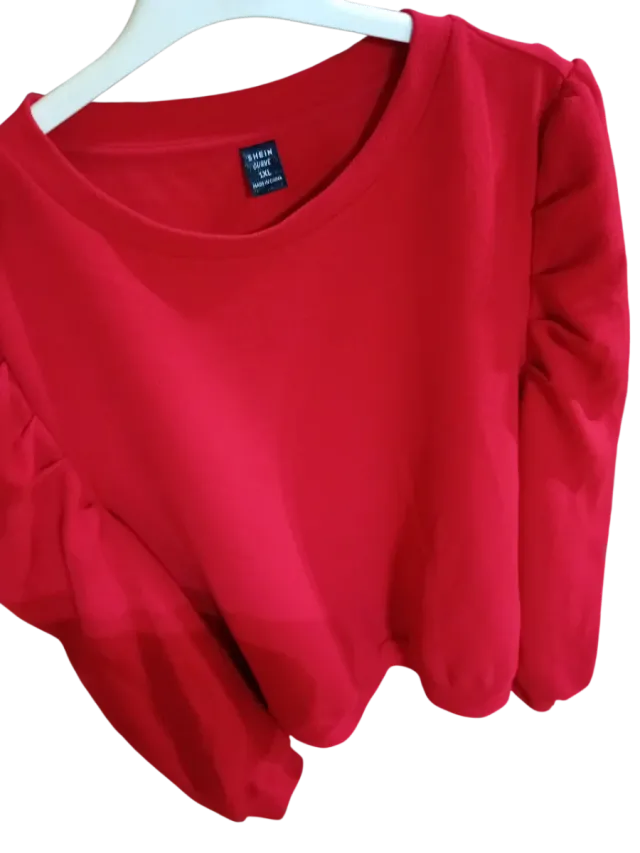 Maglia SHEIN rossa con maniche a sbuffo