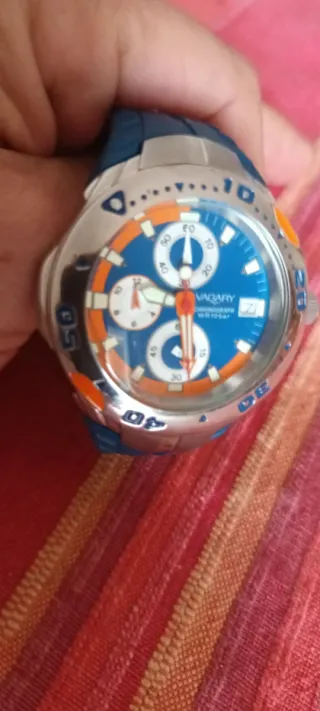 Reloj Vagary Cronógrafo Vintage Azul Naranja