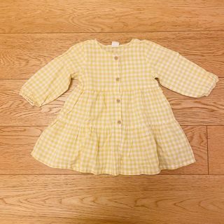 Vestito bimba a quadri giallo manica lunga