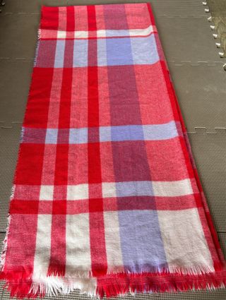 Bufanda grande cuadros rosa y rojo