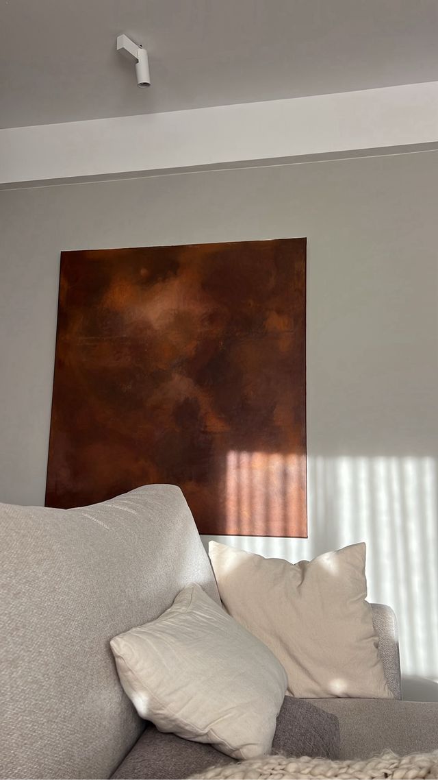 Quadro astratto marrone e arancione