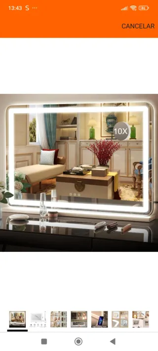 Espejo Hollywood 80x55cm con USB