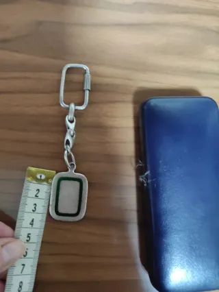 Portachiavi metallo argentato Vintage con custodia