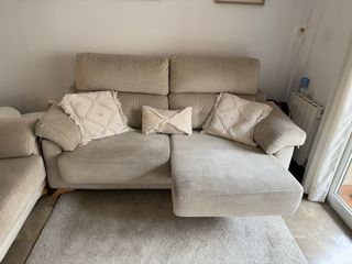 Conjunto de sofás 3+2 plazas en beige antimanchas