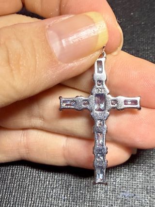 Colgante Cruz Plata 925 Aguamarina Real