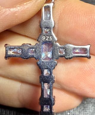 Colgante Cruz Plata 925 Aguamarina Real