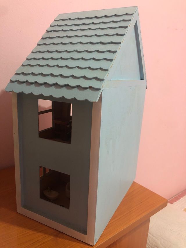 Casa de muñecas de madera coleccionable,41x28x22