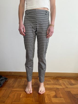 Pantalones de cuadros blanco y negro