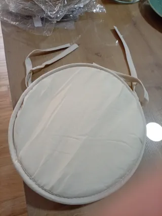Cojín redondo para taburete beige. Lote de 4.