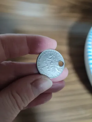 Moneta 1 Franco Francese 1960 con foro x Ciondolo