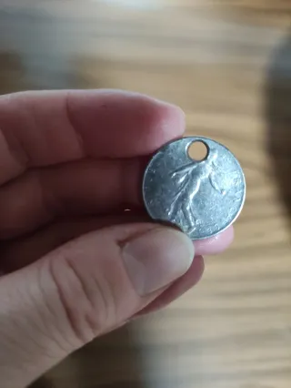 Moneta 1 Franco Francese 1960 con foro x Ciondolo