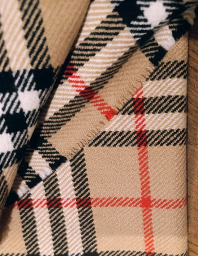 Sciarpa Burberry Lana Beige e Rossa