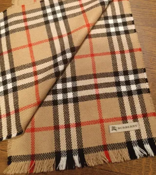 Sciarpa Burberry Lana Beige e Rossa