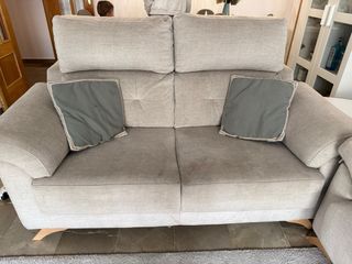 Juego 2 sofás beige tela