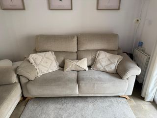 Juego 2 sofás beige tela