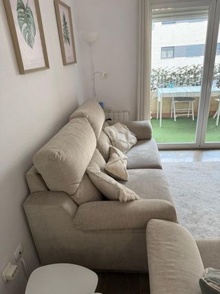 Juego 2 sofás beige tela