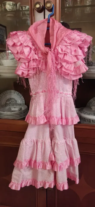 Traje de Sevillana Rosa con Volantes