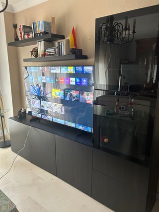 Mueble Salón Ikea Negro y Madera