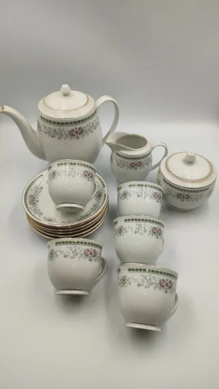 Juego de té porcelana fina floral