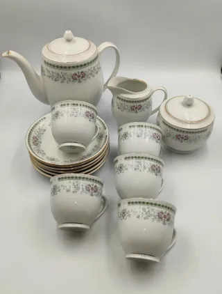 Juego de té porcelana fina floral