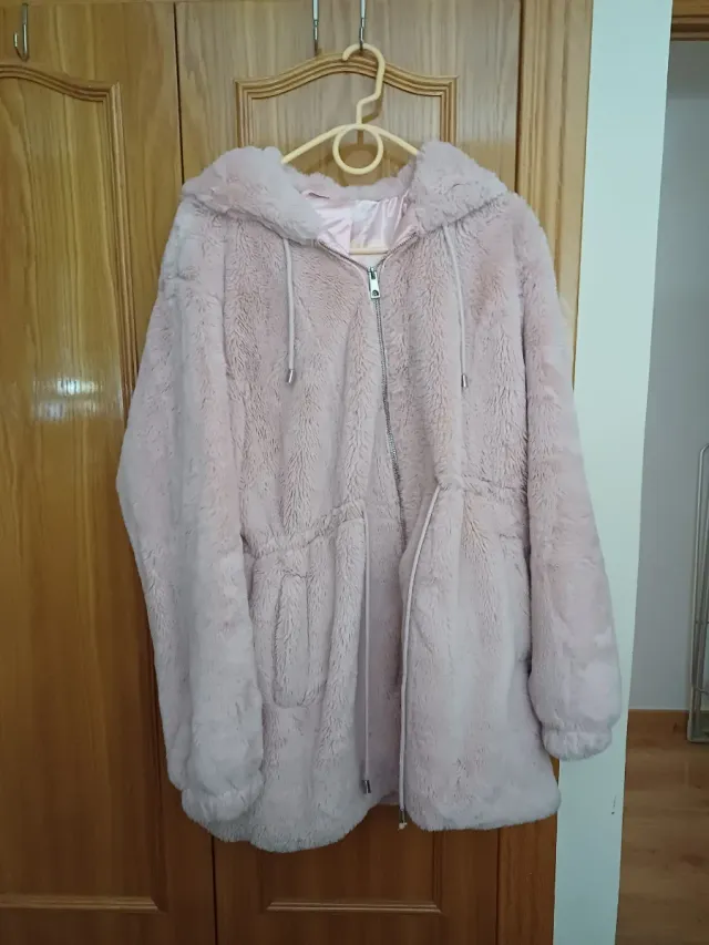 Abrigo invierno peluche rosa 3/4 tallas grandes