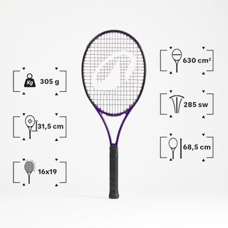 Raqueta de tenis adulto - KUIKMA CONTROL Pro 305 Violeta