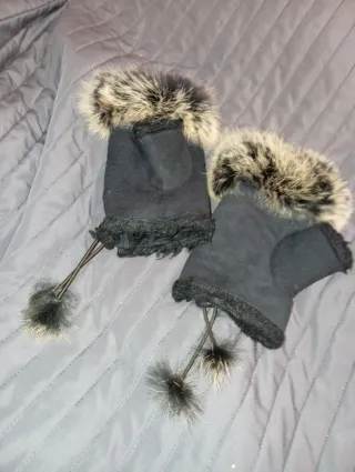 Guantes sin dedos con pelo