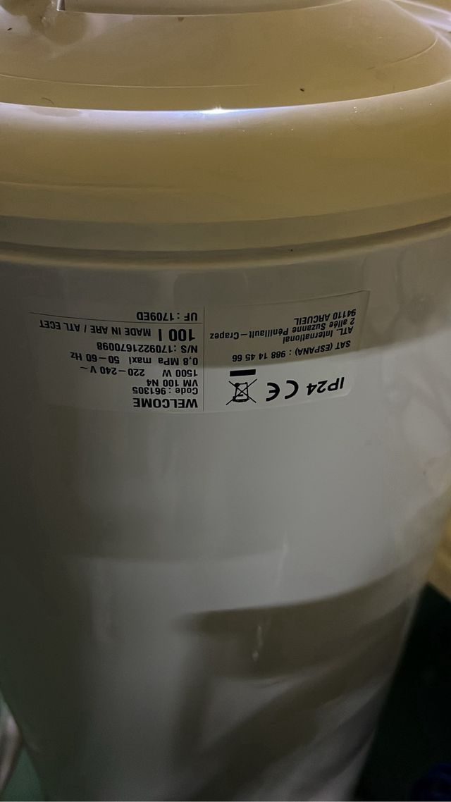 Calentador Eléctrico 100L Beige/Blanco ,