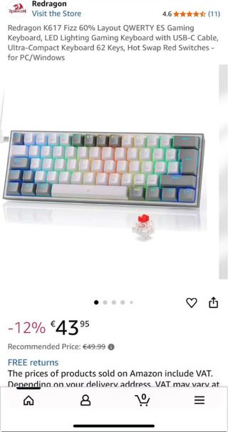 Teclado Mecánico Redragon K617 Fizz RGB