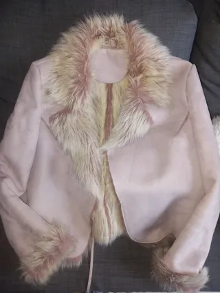 Chaqueta polipiel rosa talla M