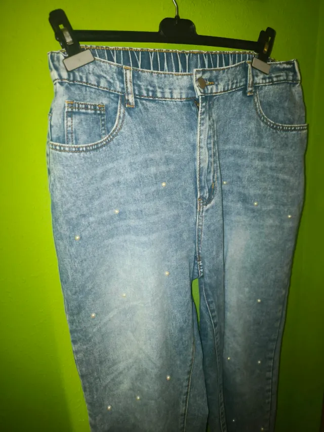 Pantalón vaquero mujer perlas