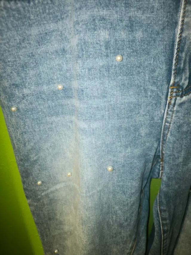 Pantalón vaquero mujer perlas