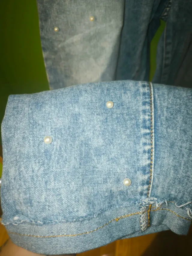 Pantalón vaquero mujer perlas