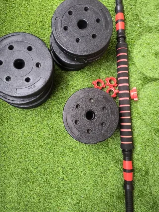 Barra y discos musculación