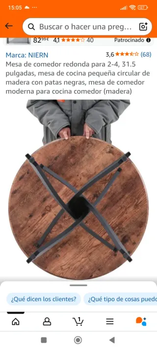 Mesa redonda comedor madera marrón